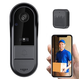 Cámara de Timbre de Video inalámbrico con Timbre inalámbrico Audio bidireccional Control de aplicación Tuya Visión Nocturna 2.4G WiFi Solo Tarjeta TF/