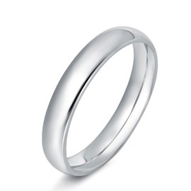 KAMASATO 4mm Stainless Steel Rings women men High Polished Dome Silver Wedding Band Comfort Fit Size 7