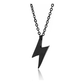 Collar Rayo Acero De Titanio Relampago Hip Hop Hombre Mujer Negro
