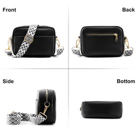 TIAASTAP Crossbody Bags for Women - Leather Handbags & Shoulder Bags Ladies Camera Cross Body Bag with Adjustable Wide Strap and Chain for Travel Shopping Work (Black)