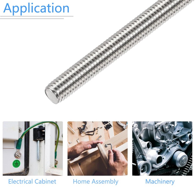 TOP-VIGOR 1Pcs M16 x 300mm Fully Threaded Rod, 304 Stainless