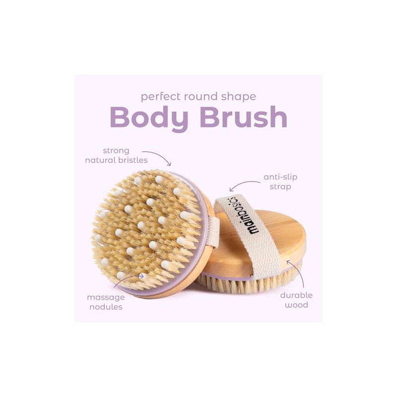 MainBasics Cepillo corporal seco exfoliante - Cerdas de jabali y