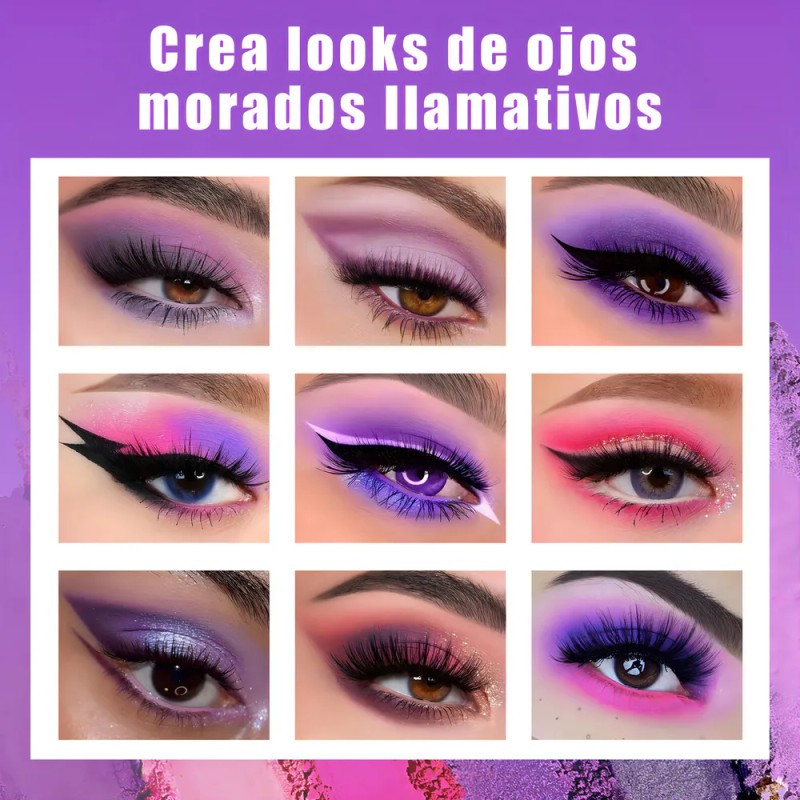 Paleta de Sombras Ucanbe Purple Witch 15 Tonos Mate Brillante