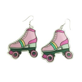 MIAIULIA Women Fashion Retro Roller Skate Earring Pink Roller Skates, Acrylic, No Gemstone