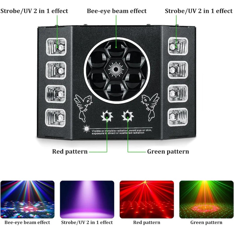 100W UV Bee Eye Strobe Stage Light, DMX512 Remote Control