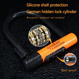 Heavy Duty Bike U Lock German Brand Anti-Theft 4ft/1.2m Cable, Bicycle Sturdy Mounting Bracket with Protective Silicone and Waterproof Sliding Cover for Mountain Bikes, Ebikes, Scooters (Short Lock)