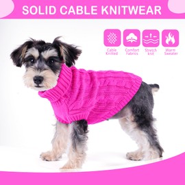 Small Dog Sweater Knitted Dog Sweaters for Small Dogs Girl Winter Puppy Clothes Turtleneck Dog Sweater Cute Dog Clothes Outfit for Chihuahua Classic Solid Dog Knitwear Pet Cat Sweater (Rose, Small)