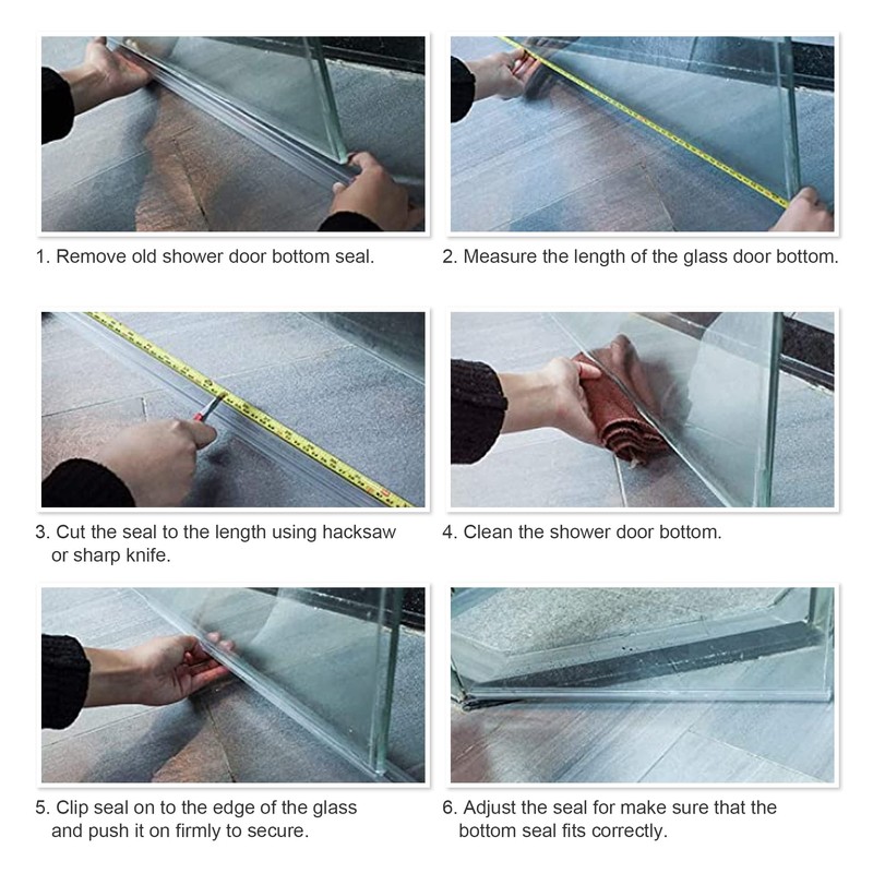 4 Pack Frameless Shower Door Bottom Seal, 1/4 x 39