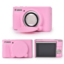 MUZIRI KINOKOO Silicone Case Compatible for Canon Powershot SX740/SX730 HS Digital Camera - Soft Rubber Protective Sleeve with Removable Lens Cover - Anti-Slip & Anti-Scratch - Pink