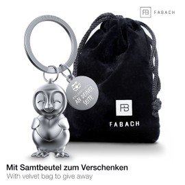 FABACH Penguin Keyring Frosty with Heart - Lucky Charm Penguin Gifts Girlfriend - Partner Gifts Love Keyring Couples Anniversary - Engraving Ein Leben lang an deiner Seite, silver matt
