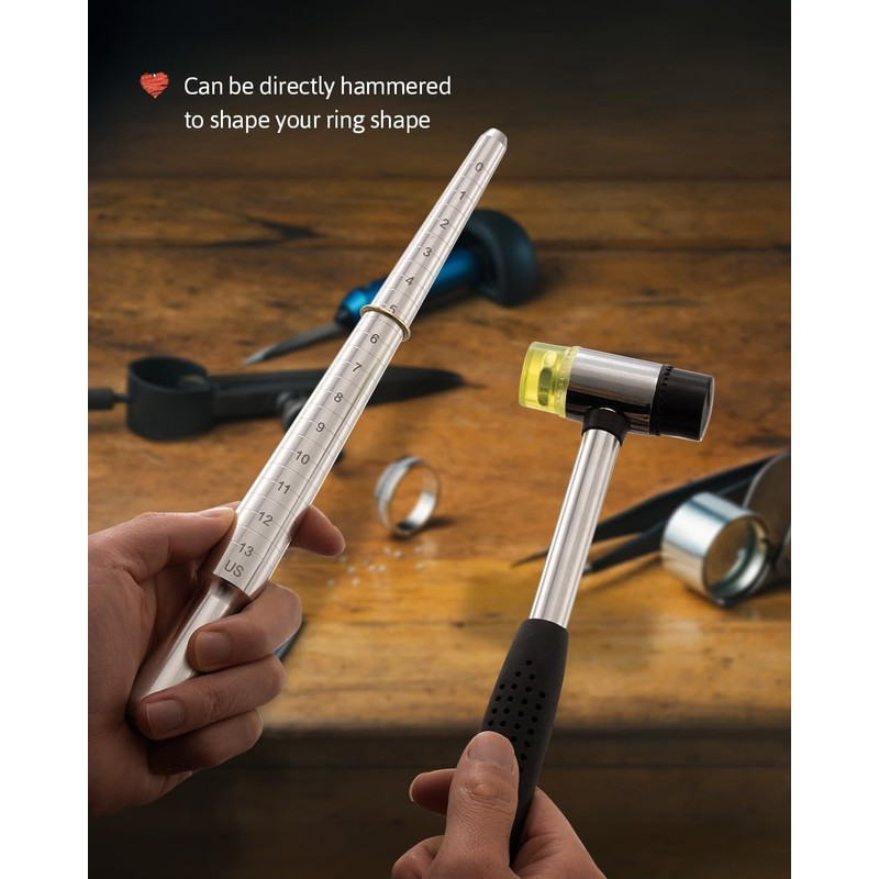 Meowoo Ring Sizer Madrel, Solid Aluminum Mandrel for Ring Measurer