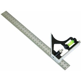 12" Inches Combination Square - Stainless Steel Angle Ruler - Adjustable Metric Carpentry Square - Bubble Level for Accurate and Adjustable Woodworking Measurement