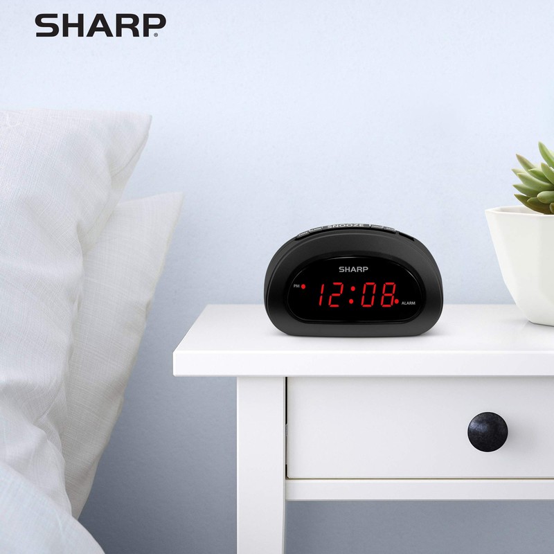 Sharp Small, Space-Saving Digital Alarm Clock – Compact Bedside Clock