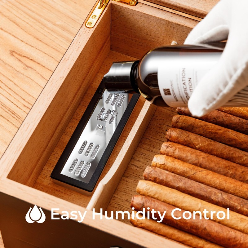 Woodronic Cigar Humidor for 50 Counts with Digital Hygrometer, Crystal
