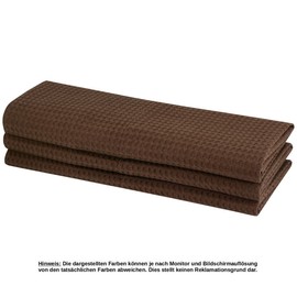 6 x Tea Towels 100% Cotton Waffle Pique in Dark Brown/Light Brown