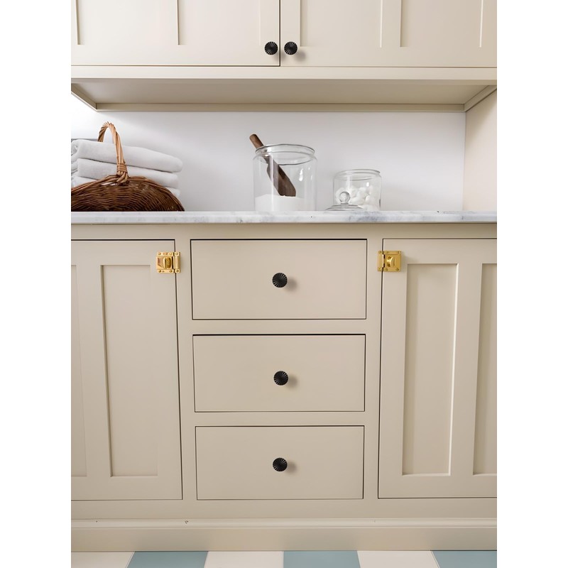 SORWDUERM 2 Pack Black Cabinet Knobs Matte Black Kitchen Solid