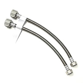 Toilet Water Supply Connector Line Braided Stainless Steel, Toilet Supply Line - 1/2" Female Iron Pipe Thread x 7/8 Female Ballcock Thread (2pk, 12 inch)
