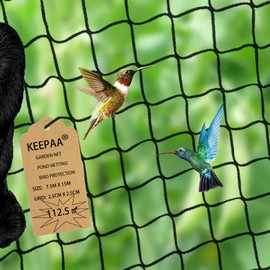 KEEPAA Bird Protection Net Garden Net Pond Net 2.5 x 2.5 cm Holes Mesh 7.5 m x 15 m Black (7.5 m x 15 m - 2.5 cm)