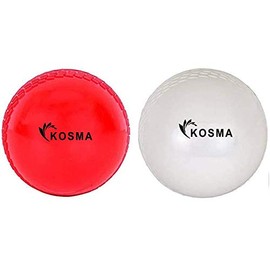 Kosma Pack of 2 Windball Cricket Ball | Indoor & Outdoor Soft Training Cricket Ball for Coaching Practice (1pc Each Red & White)
