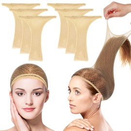 Tucnoeu 6PCS Wig Caps for Women, Hair Net for Wig, Non-Slip Stretchy Nylon Mesh Wigs Caps, Natural Nude, 50cm Circumference