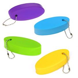 Floating Keychain for Boat Keys, 4 Pack Waterproof Vinyl Foam Floating Keychain Bright Color Oval Float Key Rings Pendant for Boating,Fishing, Surfing, Sailing,Kayak and Outdoor Water Sport (4 Colors)