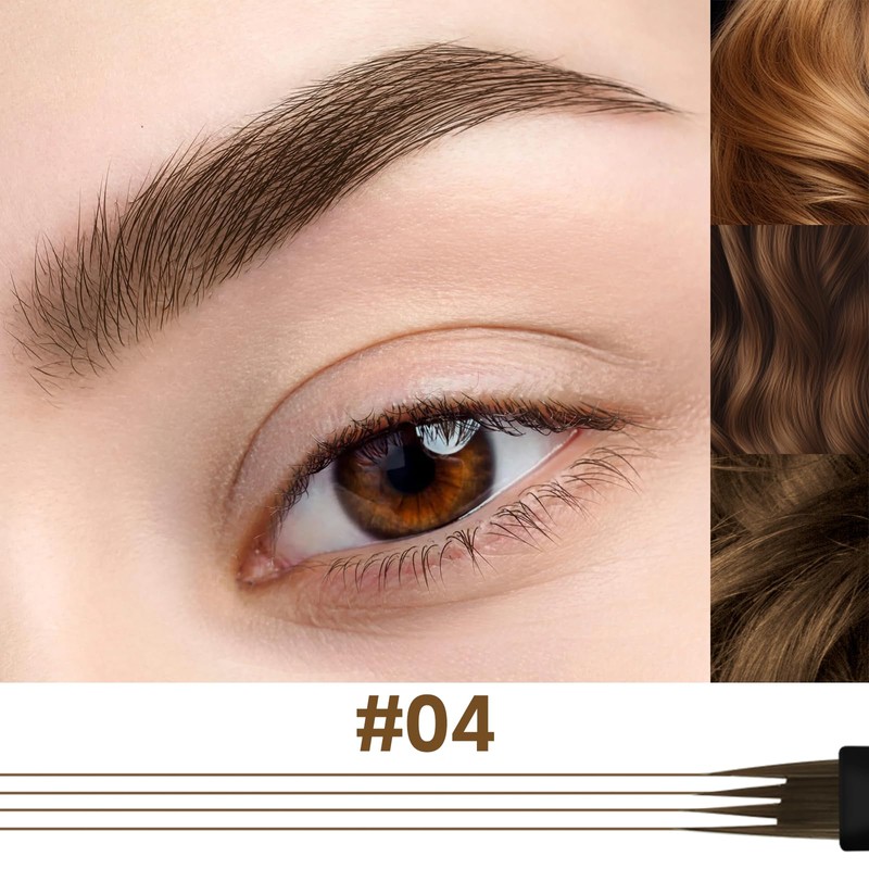 Apooliy Microblading Eyebrow Pen，Waterproof Eye Brow Pencils with 4 Fork