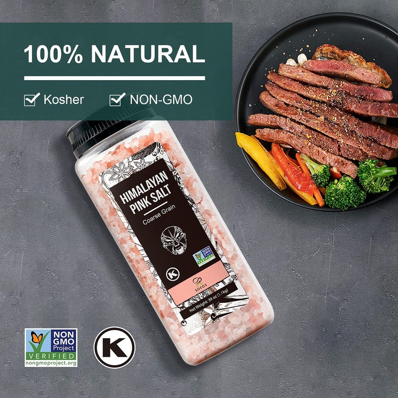 Soeos Soeos Himalayan Salt, Coarse Grain, 39Oz (2.4 Pound), Non-GMO