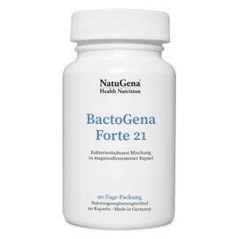 NautuGenaBactoGena Forte 21 / Bakterienkulturen Mischung in magensaftresistenter Kapsel/Darmbakterien-Mischung mit 21 verschiedenen Stämmen/ 90 Kapseln (90 Tage Packung)