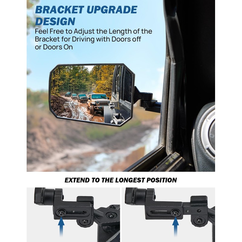 JOYTUTUS Mirrors Doors Off Doors On Compatible with Wrangler TJ