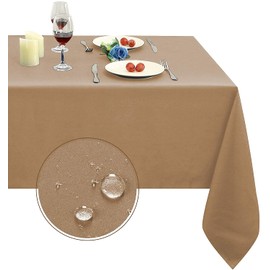 Obstal 210GSM Rectangle Table Cloth - Heavy Duty Water Proof Microfiber Tablecloth, Decorative Fabric Table Cover for Outdoor and Indoor Use (Coffee, 54 x 108 Inch)