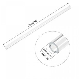 sourcing map Acrylic Pipe Clear Rigid Round Tube 6mm ID 10mm OD 10" for Lamps and Lanterns, Water Cooling System 2pcs