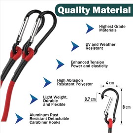 BH Home 28-Piece Heavy Duty Bungee Cord Set - Assorted Sizes (72", 60", 48", 36", 24", 18") with Bungee Balls, Tarp Clips, Long Rubber Straps, and Organizer Bag - Durable Outdoor Bungee Cords