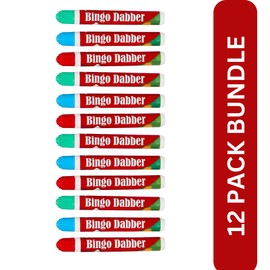 Great British Home Bingo Dabbers 3pk x 4 in Bright Red, Blue, and Green - Total of 12 Non-Drip Bingo Pens for Bingo Nights with Family and Friends bundled