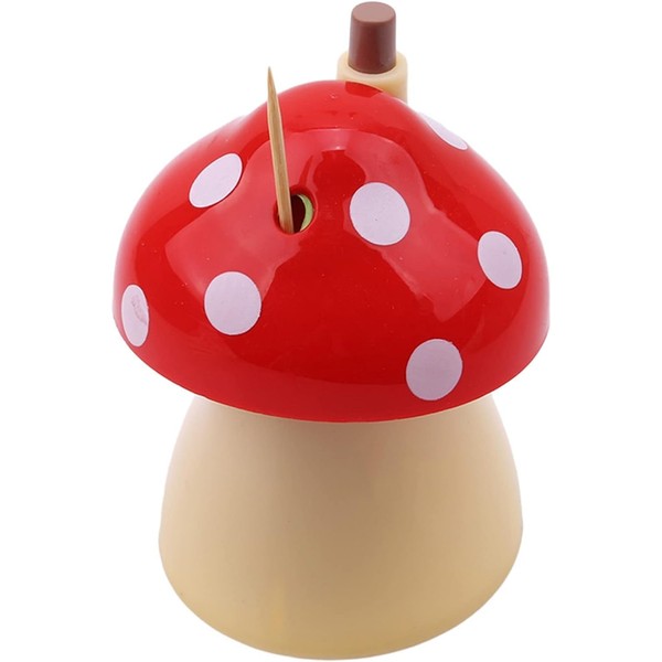 DPWOUM Push Toothpick Dispenser, Automatic Cute Mushroom Toothpick Holder Portable