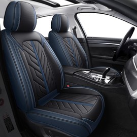 Tomatoman Front Seat Covers Compatible with Toyota Corolla Camry Civic Chevy Cobalt Cruze Equinox Lmpala Malibu Prizm Sonic Universal Fits Car Cushions(2PCS Front/Black-Blue)