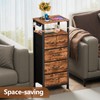 Furnulem Dresser for Bedroom, Tall Nightstand, Vertical Chest with Wood