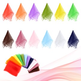 AWAMRWA Chiffon Cloths - Pack of 12 60 x 60 cm Square Colourful Juggling Towels Silk Scarves Baby Swing Cloth Colourful Cloths Children for Dancing, Juggling, Sensory, Dance Towels