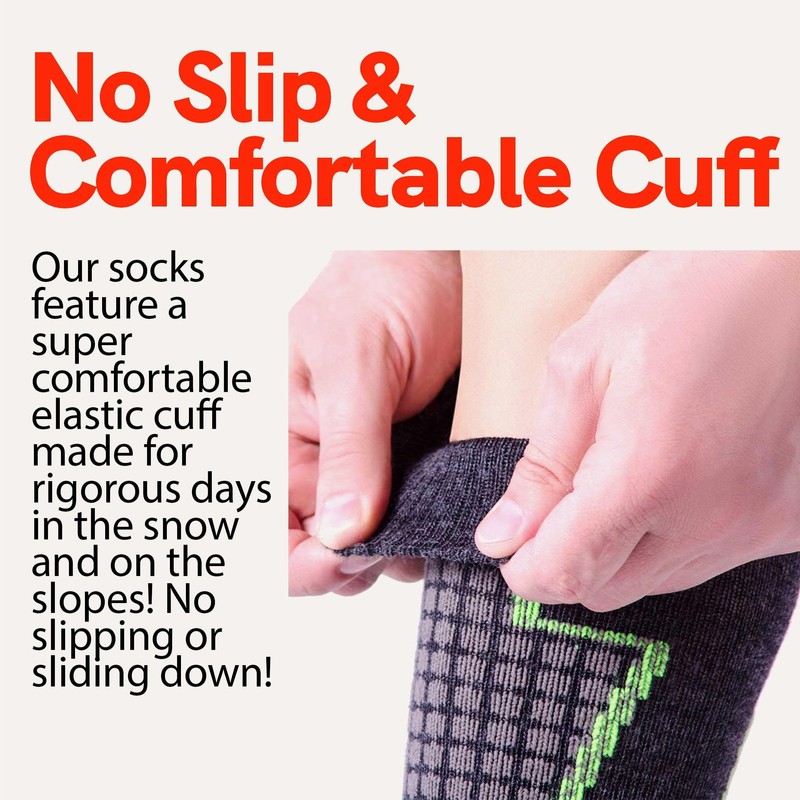 Pure Athlete High Performance Wool Ski Socks - Thermal Warm