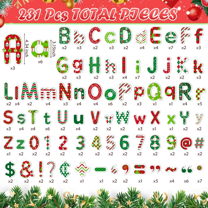 Faccito 231 Pcs Christmas Bulletin Board Decoration Winter Letters Cutouts