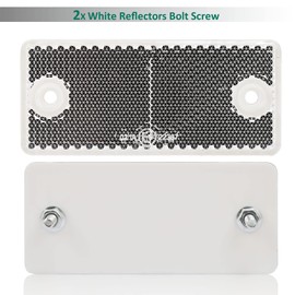 DARKGUARD Reflectors,Stick On Reflector White Rectangula Rear Reflectors Screw Fit for Gate Posts Walls Vans Car Trailer Caravan, E9,90x40x8mm (White-Rectangula-Screw On-2pcs)