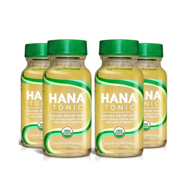Hana Tonic - Zesty Ginger Shot - Experience The Delightful Blend of Organic Ginger, Lemon, Pineapple & Cayenne - Wellness Shot - No Refrigeration Needed (Pack of 4)