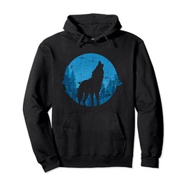 Moonlight Howling Wolf Forest Animal Predator Wolf Pullover Hoodie
