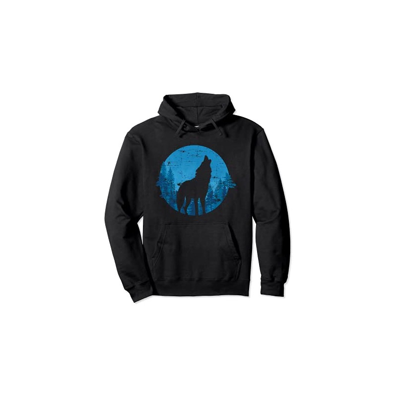 Moonlight Howling Wolf Forest Animal Predator Wolf Pullover Hoodie