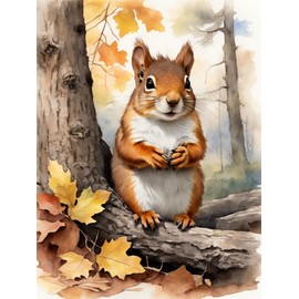 Meecaa Cross Stitch Kits 11 Count Stamped, Animal Squirrel Leaves Embroidery Kit with Accessories Pre Printed (40CMx50CM) (Squirrel)