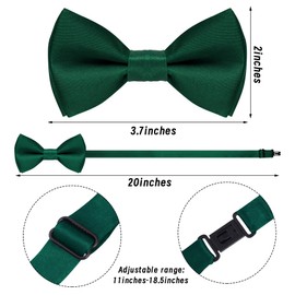Bskifnn Kids Suspenders Bow Tie Sets Classic Solid Color Toddler Suspenders for Kids Wedding Party (Solid, Dark Green, kids)
