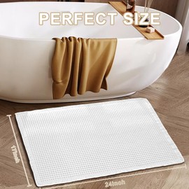 Rugs Bath Mat Shower mat Bathroom Accessories Set Super Absorbent Quick Dry Bath Mats for Bathroom Bathroom Mat with Washable Bathroom Rug Beside Tub 17" x 24"for Rugs tub washroom (Milky White)