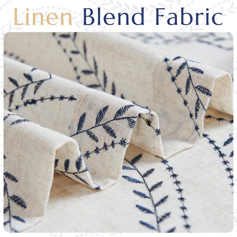 jinchan Boho Linen Blend Curtains Beige Farmhouse Curtains 63 Inches