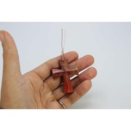 Auras by Osiris | Red Jasper Gemstone Pendant - Genuine Healing Crystal Crosses with Copper Wire for Necklace | Protection, Grounding Energy Choker - Jewelry Gift for Mens, Womens,