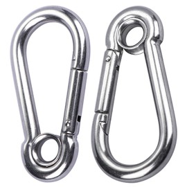 2pcs 3/8'' Stainless Steel Snap Hook Link M10 Carabiner Clip with Eyelet, 650lb Load, 4 Inch Length
