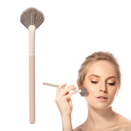 yowodana Highlight Brush, Fan Shape Nose Shadow Brush, Super Soft, Fiber Hair Makeup Brush, Skin-friendly, Makeup Tool, Easy to Carry Makeup Brush